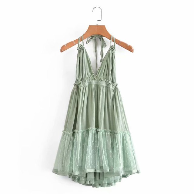 Strapless Women Summer Solid Boho Dress Backless Mini Dresses Girls Bohemian Aline Beach Dress