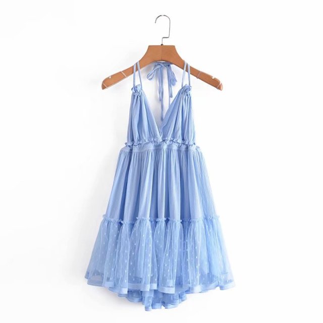 Strapless Women Summer Solid Boho Dress Backless Mini Dresses Girls Bohemian Aline Beach Dress