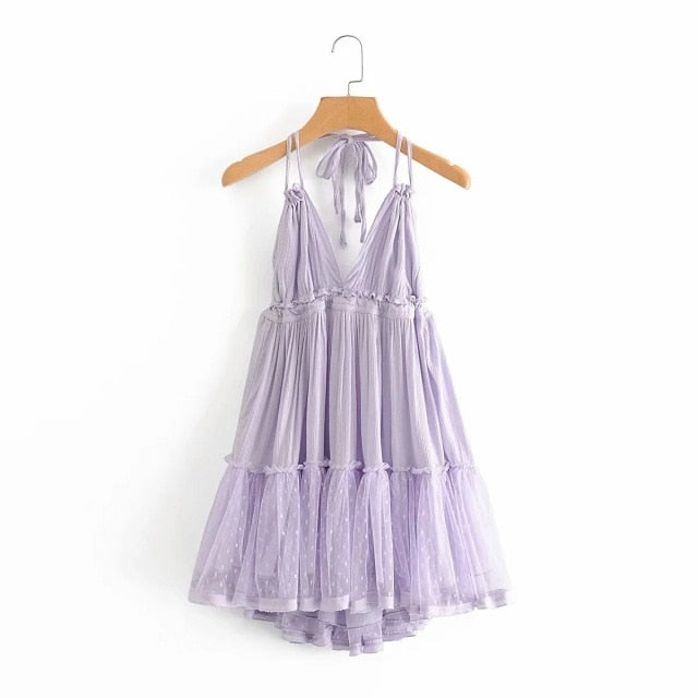 Strapless Women Summer Solid Boho Dress Backless Mini Dresses Girls Bohemian Aline Beach Dress