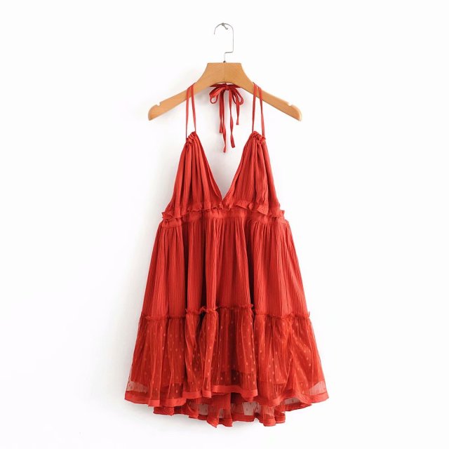 Strapless Women Summer Solid Boho Dress Backless Mini Dresses Girls Bohemian Aline Beach Dress