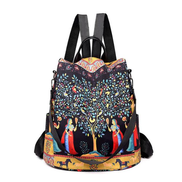 Cute Fashion Embroidered Casual Oxford Trendy Oxford Cloth Backpack Shoulder School Book Bags Women Daily Travel Anti-Theft Rucksack
