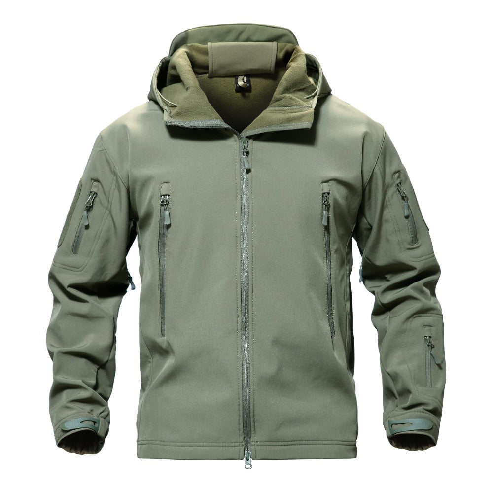 Shark Skin Military Jacket Men Softshell Waterproof Tactical Clothing Camouflage Army Hooded Jacket Winter Fleece Coat