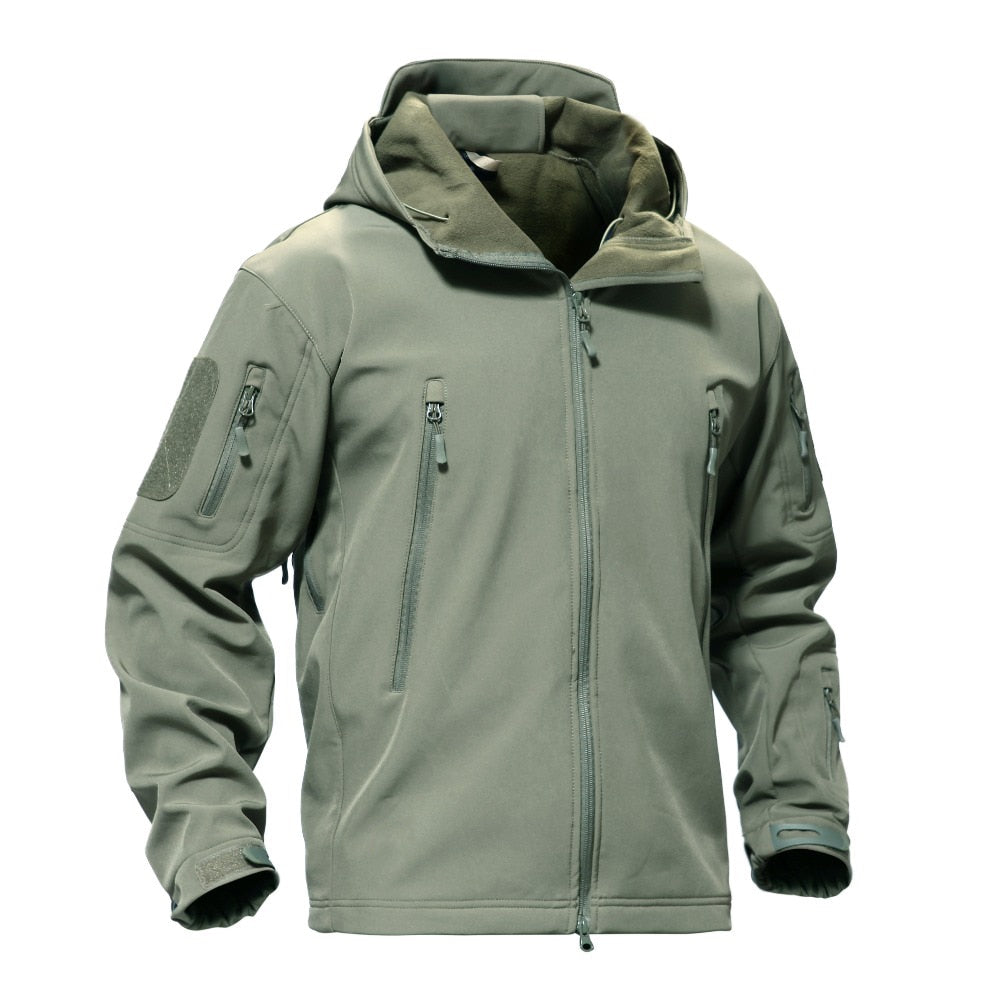 Shark Skin Military Jacket Men Softshell Waterproof Tactical Clothing Camouflage Army Hooded Jacket Winter Fleece Coat