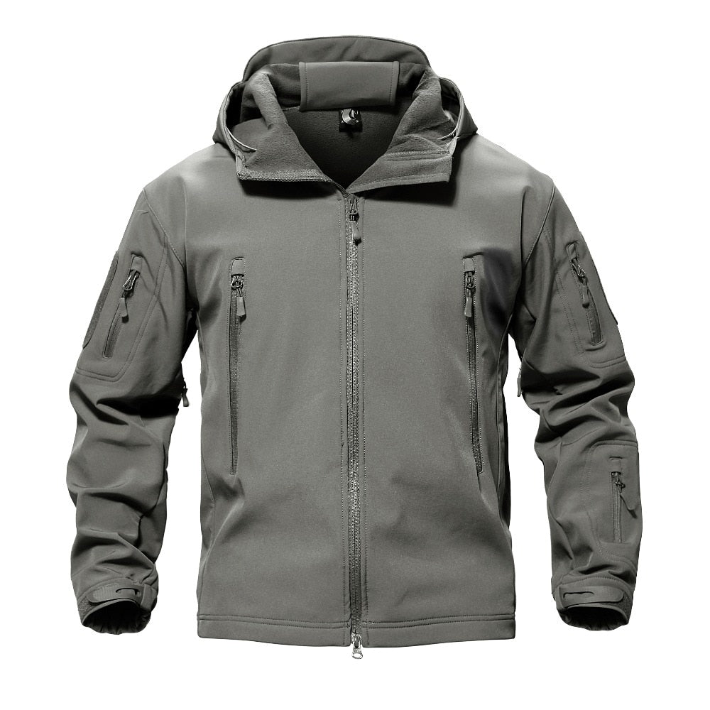 Shark Skin Military Jacket Men Softshell Waterproof Tactical Clothing Camouflage Army Hooded Jacket Winter Fleece Coat