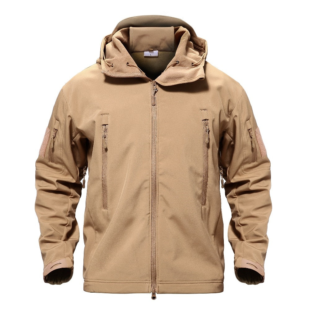 Shark Skin Military Jacket Men Softshell Waterproof Tactical Clothing Camouflage Army Hooded Jacket Winter Fleece Coat