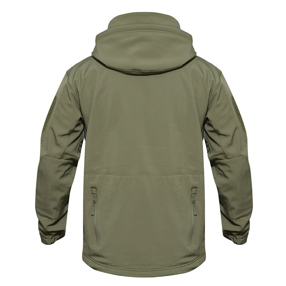 Shark Skin Military Jacket Men Softshell Waterproof Tactical Clothing Camouflage Army Hooded Jacket Winter Fleece Coat