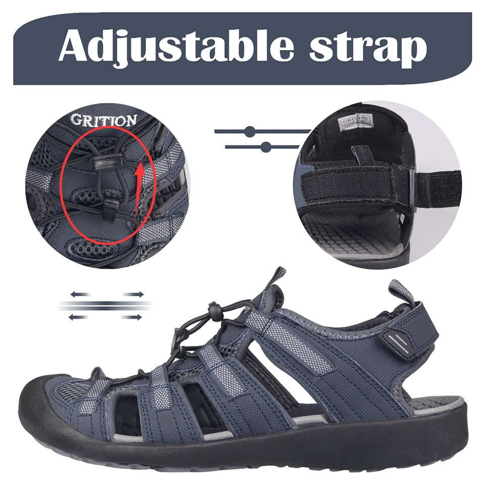 Men Outdoor Sandals Summer Breathable Flat Sole Beach Shoes Trekking Flip Flops Hiking Non Slip Nubuck Leather Luxury