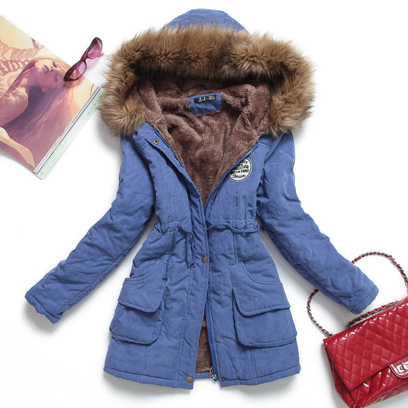 New Winter Women Jacket Medium-long Thicken Outwear Hooded Wadded Coat Slim Parka Cotton-padded Jacket Overcoat