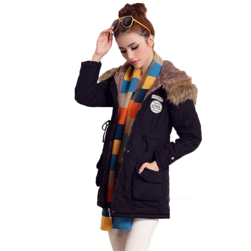 New Winter Women Jacket Medium-long Thicken Outwear Hooded Wadded Coat Slim Parka Cotton-padded Jacket Overcoat