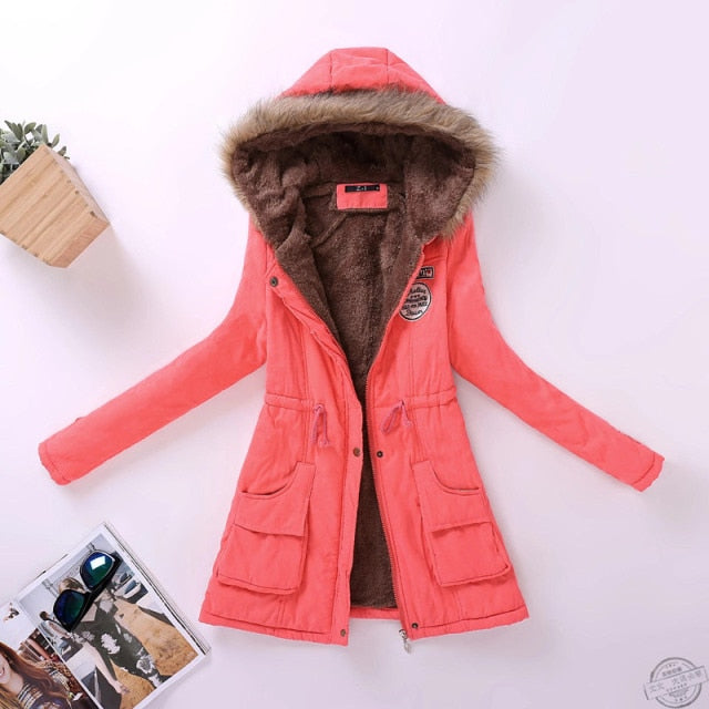 New Winter Women Jacket Medium-long Thicken Outwear Hooded Wadded Coat Slim Parka Cotton-padded Jacket Overcoat