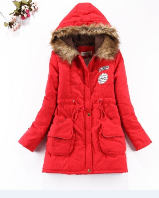 New Winter Women Jacket Medium-long Thicken Outwear Hooded Wadded Coat Slim Parka Cotton-padded Jacket Overcoat