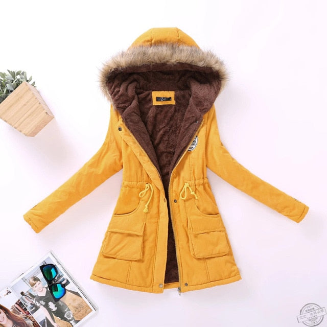 New Winter Women Jacket Medium-long Thicken Outwear Hooded Wadded Coat Slim Parka Cotton-padded Jacket Overcoat