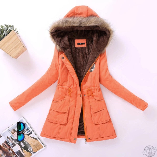 New Winter Women Jacket Medium-long Thicken Outwear Hooded Wadded Coat Slim Parka Cotton-padded Jacket Overcoat