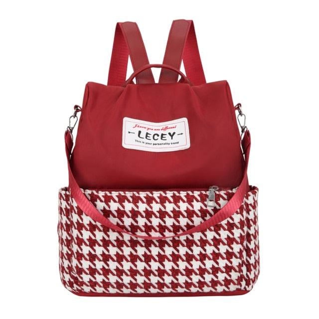 Cute Fashion Embroidered Casual Oxford Trendy Oxford Cloth Backpack Shoulder School Book Bags Women Daily Travel Anti-Theft Rucksack