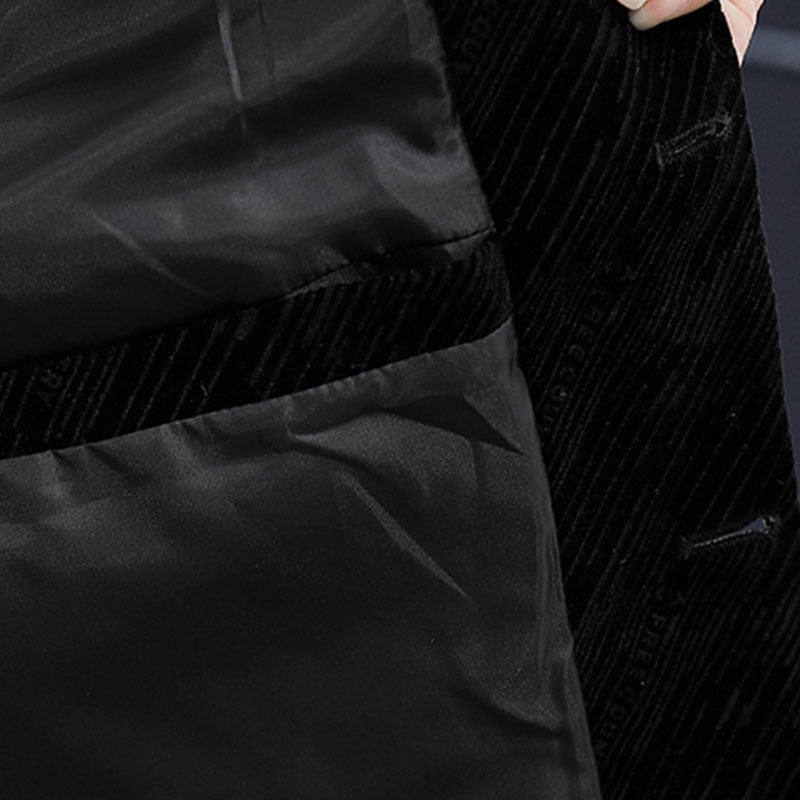 Men Velvet Tunic Suit Jacket Mandarin Stand Collar Striped Casual Blazers 2021 New Slim Fit Male Coat Outerwear