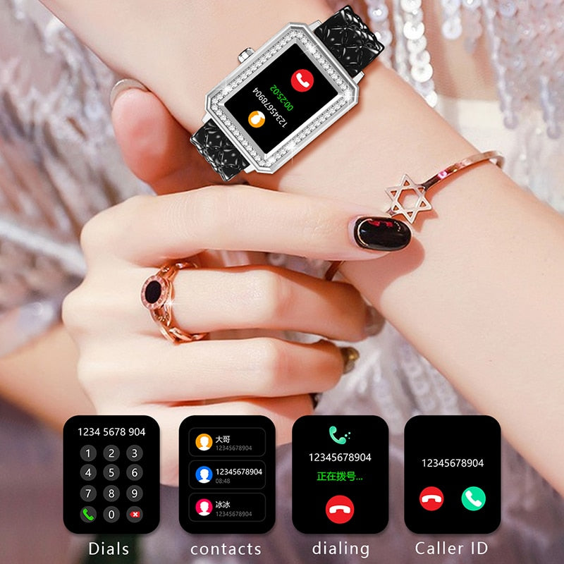 Latest VBDK Smart Watch Bluetooth WiFi Sports Bracelet Watches for Women's Watches Rhinestone Mosaic Luxury Leather Watch