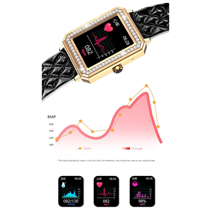 Latest VBDK Smart Watch Bluetooth WiFi Sports Bracelet Watches for Women's Watches Rhinestone Mosaic Luxury Leather Watch