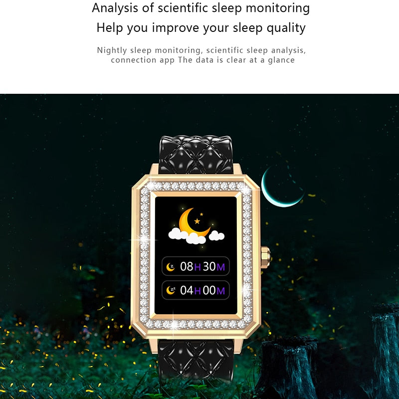 Latest VBDK Smart Watch Bluetooth WiFi Sports Bracelet Watches for Women's Watches Rhinestone Mosaic Luxury Leather Watch