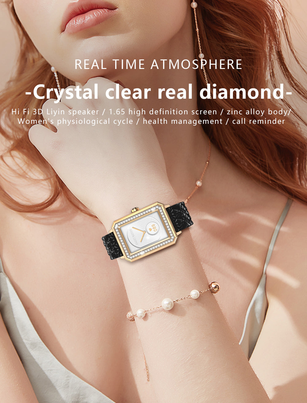 Latest VBDK Smart Watch Bluetooth WiFi Sports Bracelet Watches for Women's Watches Rhinestone Mosaic Luxury Leather Watch