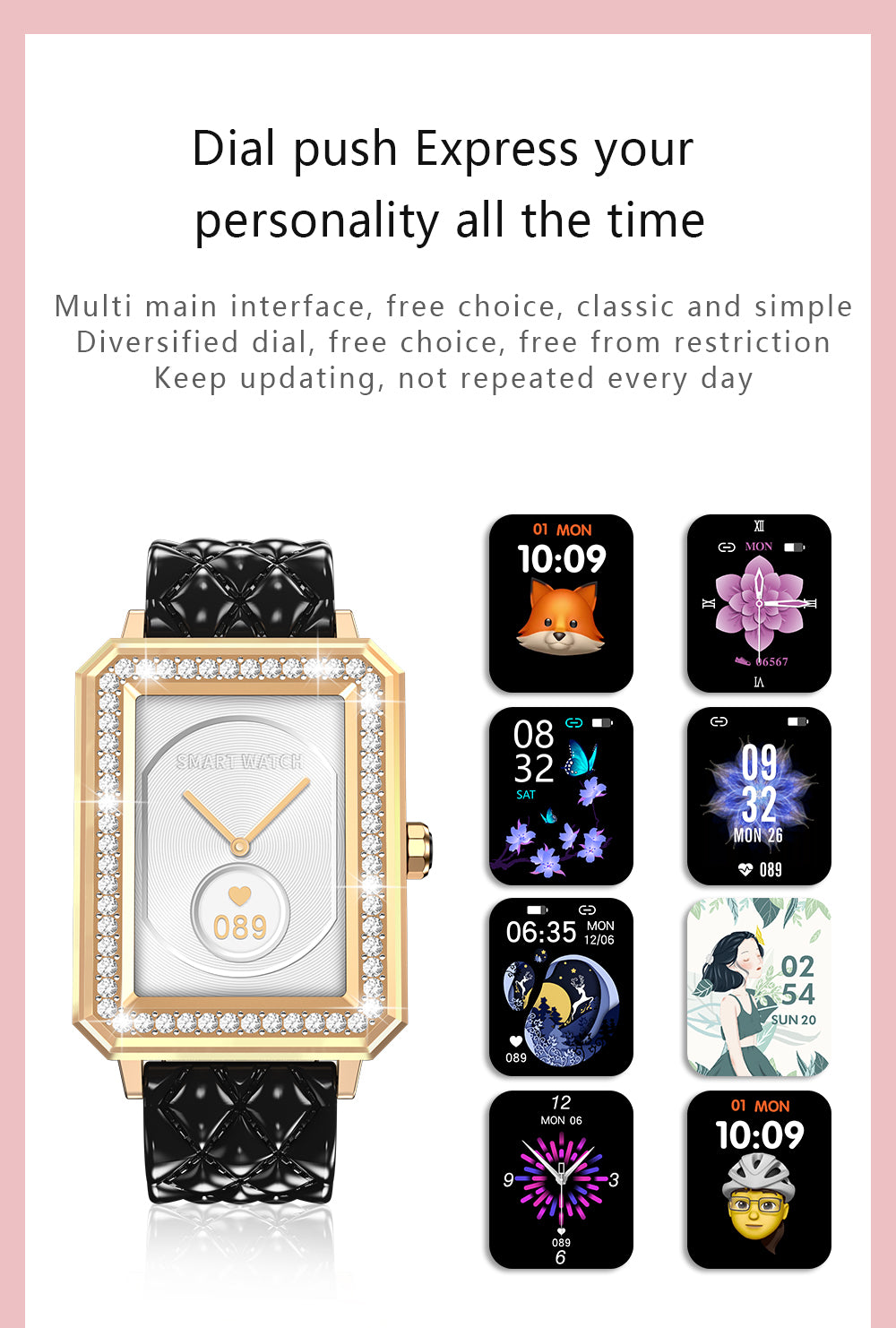 Latest VBDK Smart Watch Bluetooth WiFi Sports Bracelet Watches for Women's Watches Rhinestone Mosaic Luxury Leather Watch