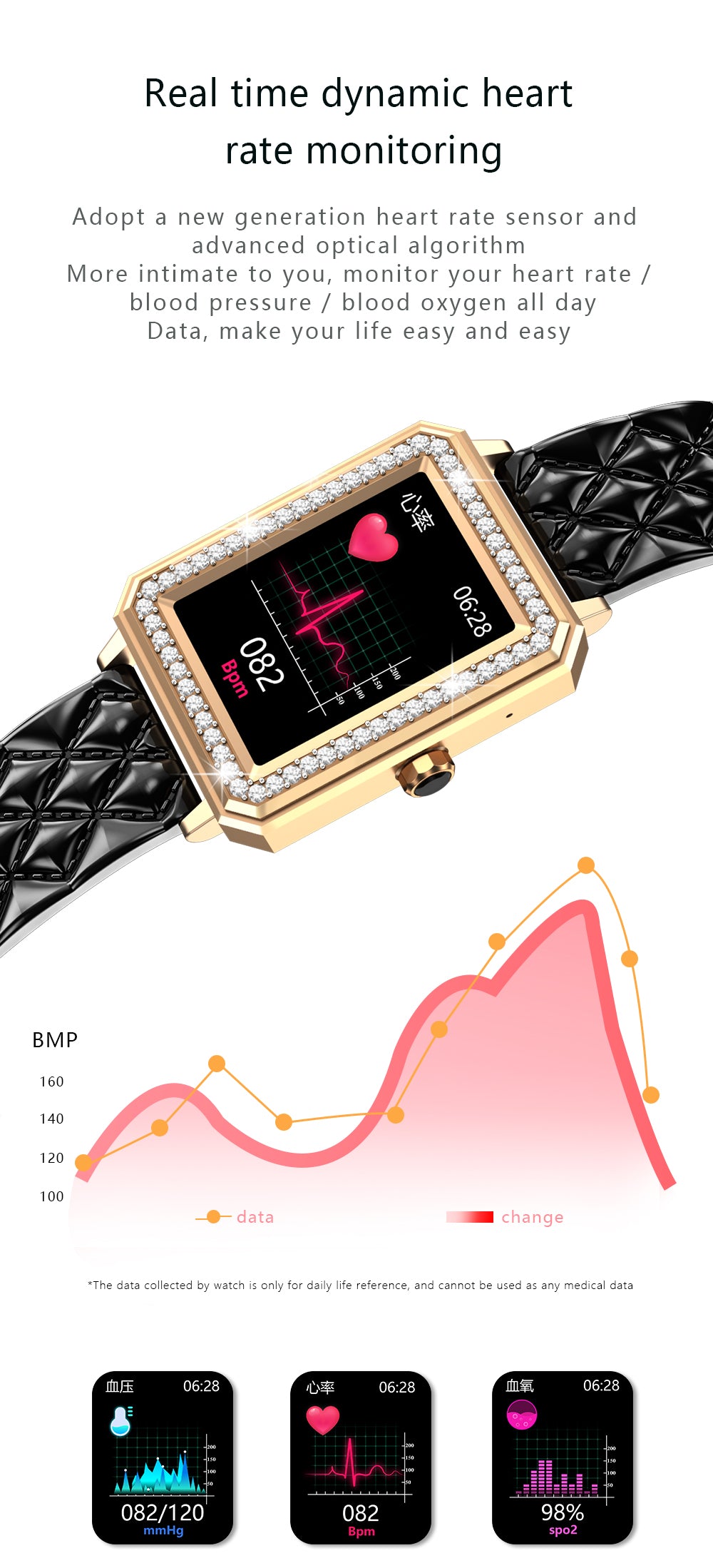 Latest VBDK Smart Watch Bluetooth WiFi Sports Bracelet Watches for Women's Watches Rhinestone Mosaic Luxury Leather Watch