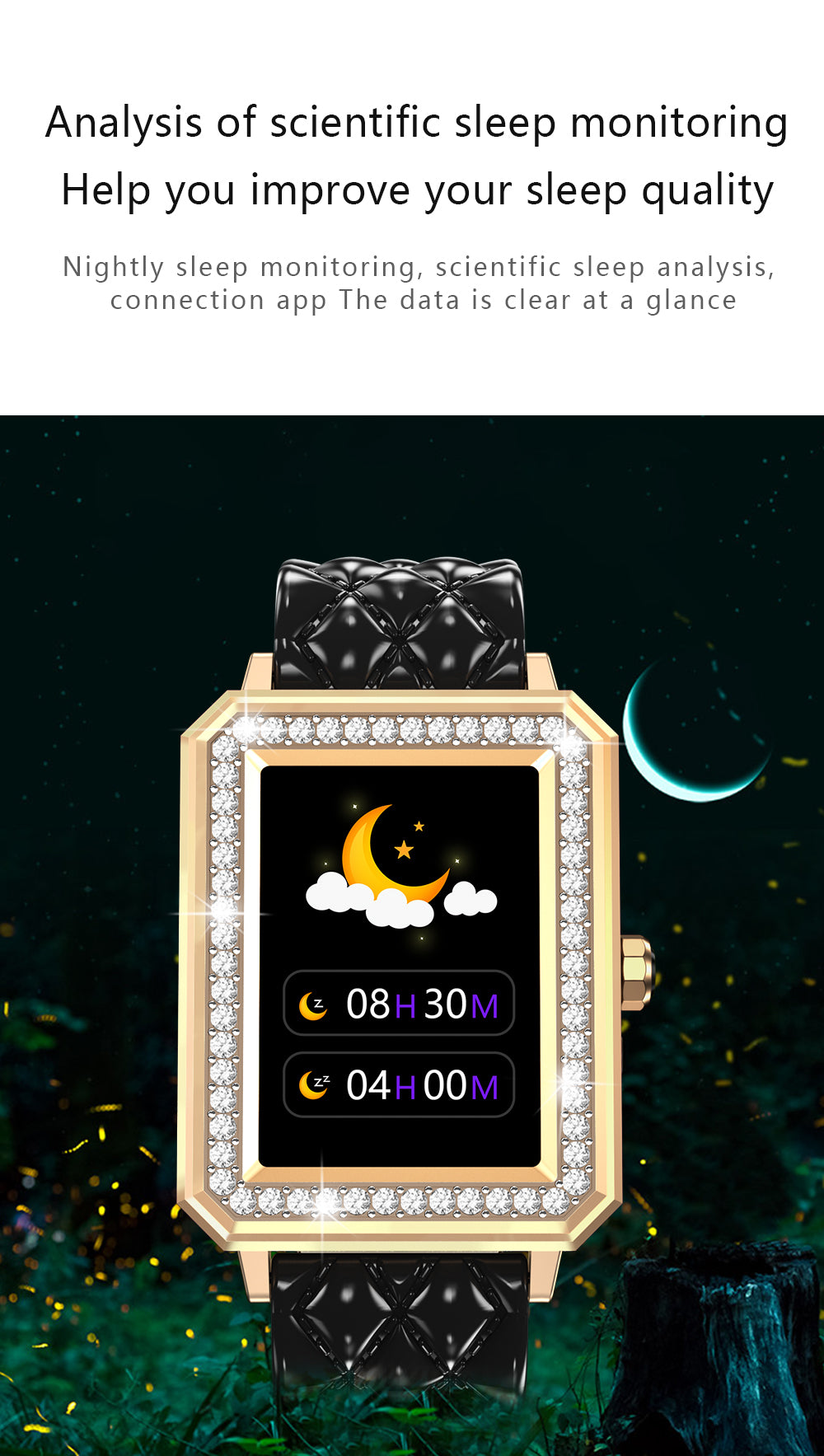 Latest VBDK Smart Watch Bluetooth WiFi Sports Bracelet Watches for Women's Watches Rhinestone Mosaic Luxury Leather Watch