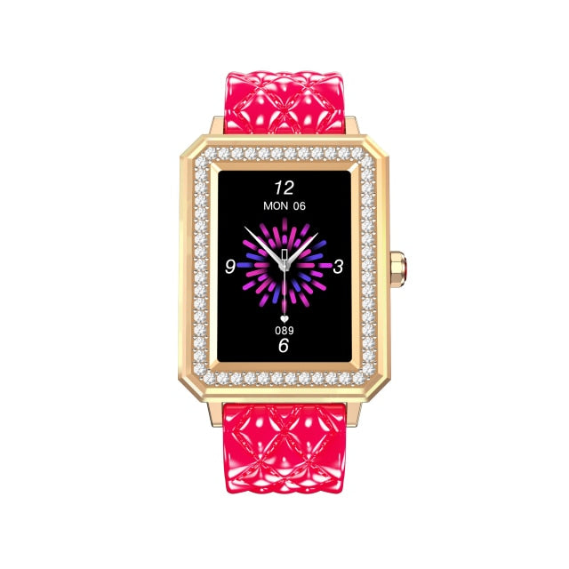 Latest VBDK Smart Watch Bluetooth WiFi Sports Bracelet Watches for Women's Watches Rhinestone Mosaic Luxury Leather Watch
