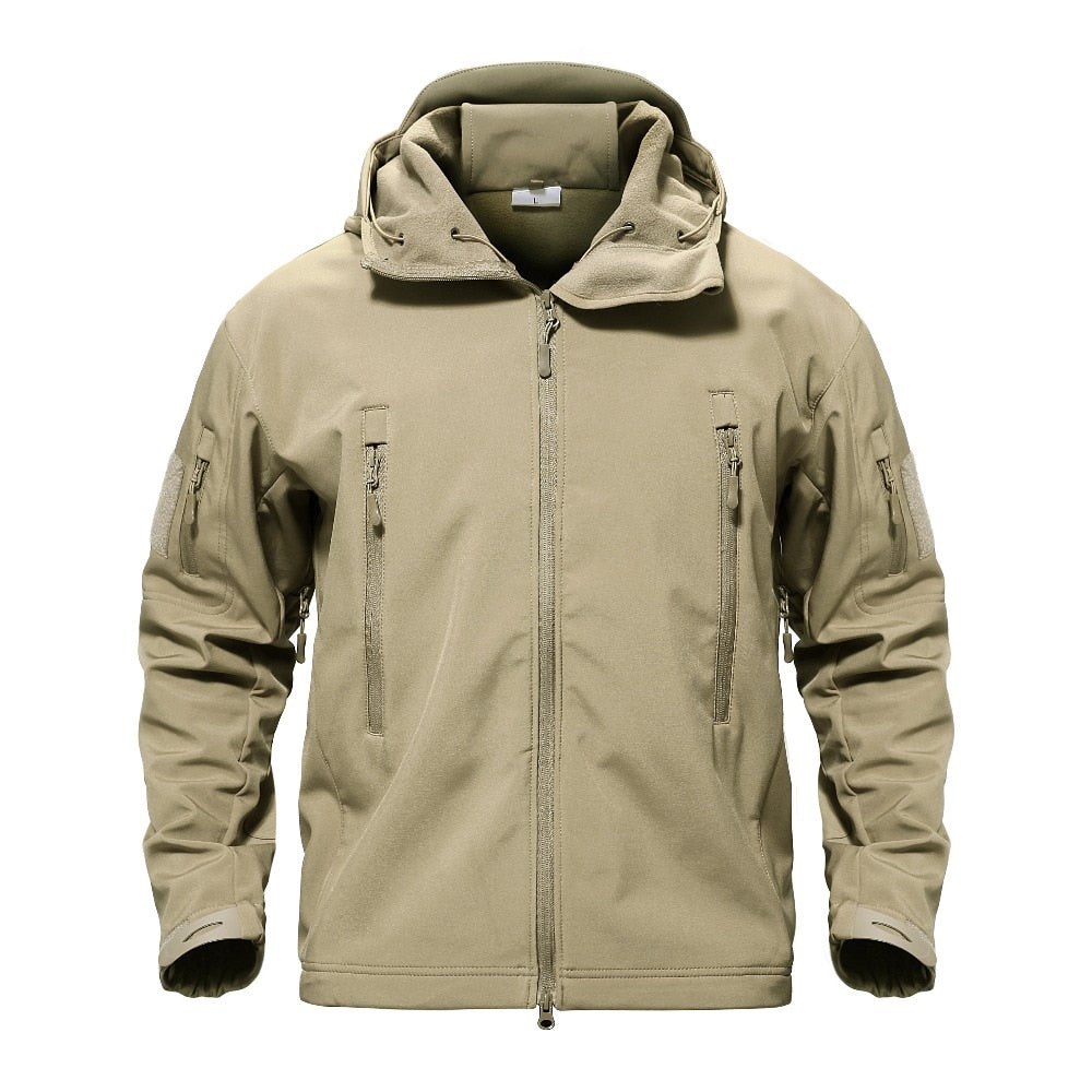 Shark Skin Military Jacket Men Softshell Waterproof Tactical Clothing Camouflage Army Hooded Jacket Winter Fleece Coat
