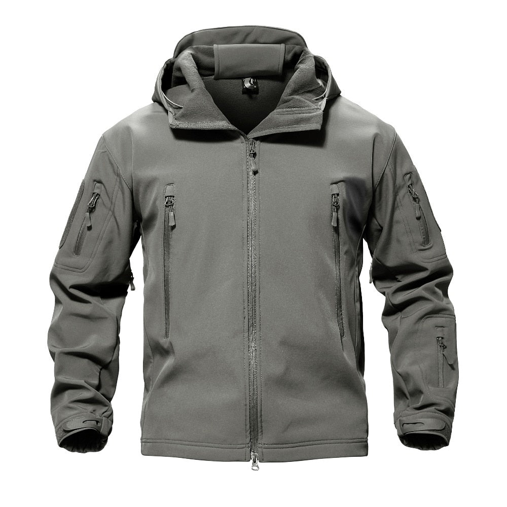 Shark Skin Military Jacket Men Softshell Waterproof Tactical Clothing Camouflage Army Hooded Jacket Winter Fleece Coat