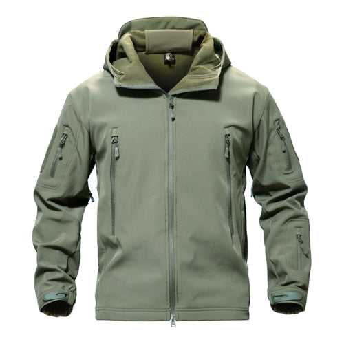 Shark Skin Military Jacket Men Softshell Waterproof Tactical Clothing Camouflage Army Hooded Jacket Winter Fleece Coat