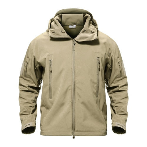Shark Skin Military Jacket Men Softshell Waterproof Tactical Clothing Camouflage Army Hooded Jacket Winter Fleece Coat