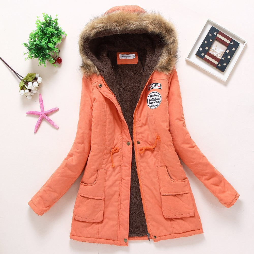 New winter military coats women cotton wadded hooded jacket medium-long casual parka thickness quilt snow outwear