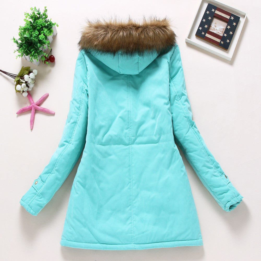 New winter military coats women cotton wadded hooded jacket medium-long casual parka thickness quilt snow outwear