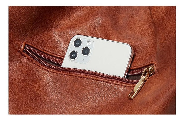 Vintage Women Shoulder Bag Large Capacity PU Luxury Ladies Handbag Fashion Zipper Female Soft Tote Bags for Shopping