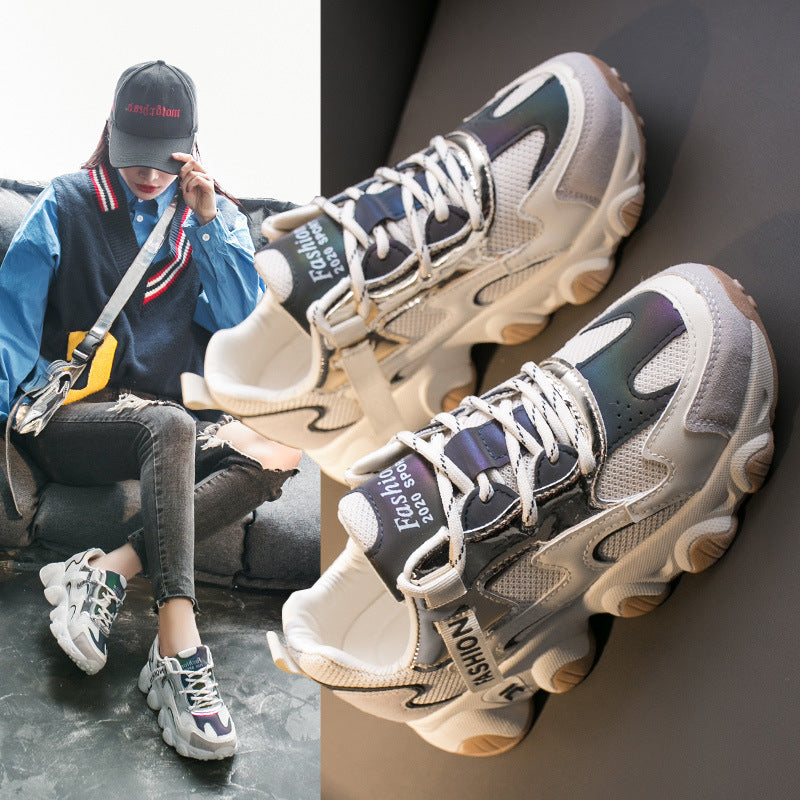 Women Walking Jogging Sneakers Mix Color Height Increasing Sport Running Shoes Comfortable Breathable Mesh Athletic Shoes
