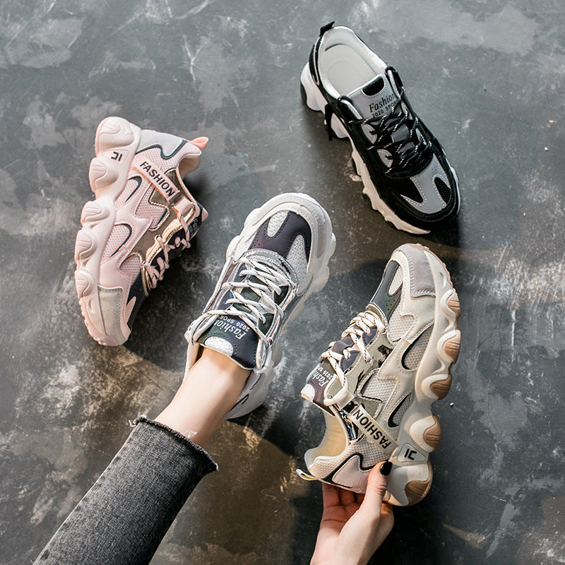 Women Walking Jogging Sneakers Mix Color Height Increasing Sport Running Shoes Comfortable Breathable Mesh Athletic Shoes