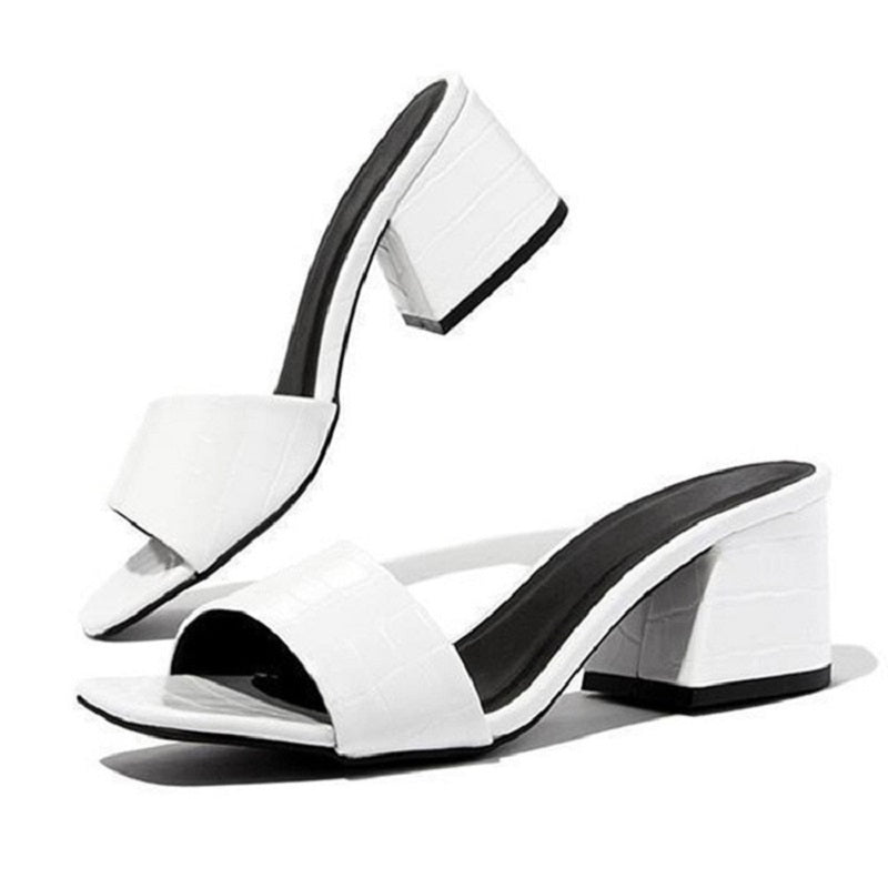 Women Pumps Slippers Ladies Sandals Square Toe Female Slides Summer Shoes Sandals High Heels