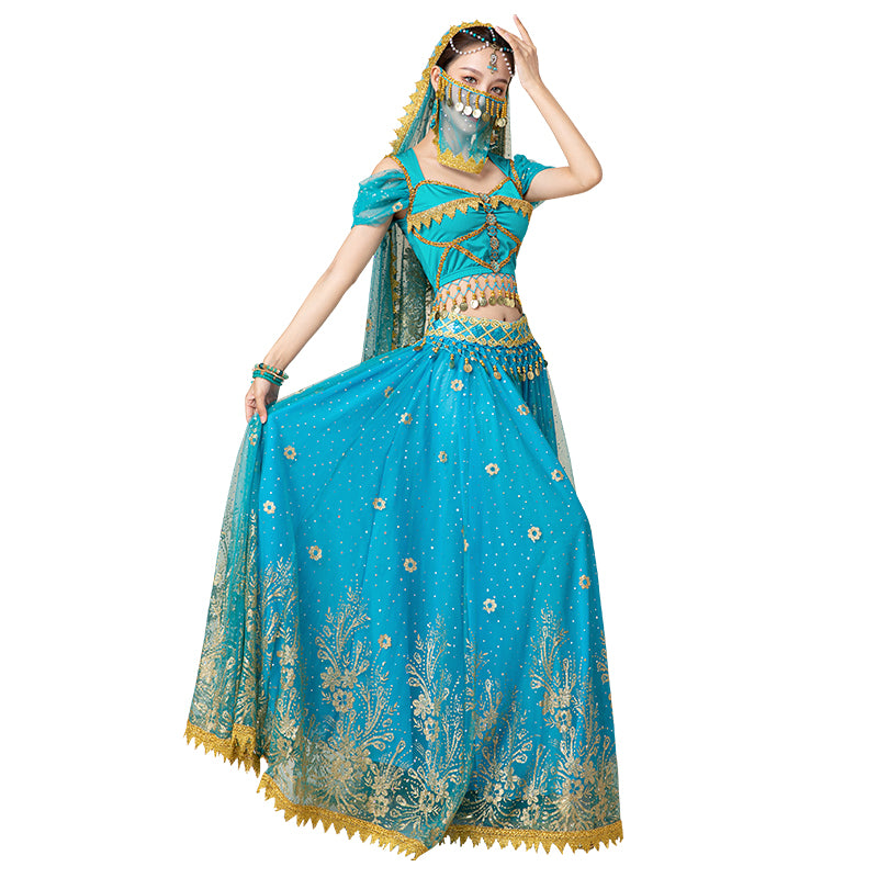 Dress For Women Belly Dance Indian Outfits Bollywood Dress Costume Set Party Cosplay Festival Performance Embroidered Top Skirt