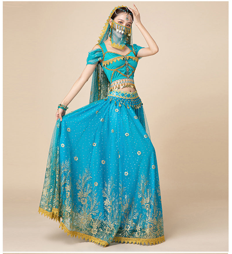 Dress For Women Belly Dance Indian Outfits Bollywood Dress Costume Set Party Cosplay Festival Performance Embroidered Top Skirt