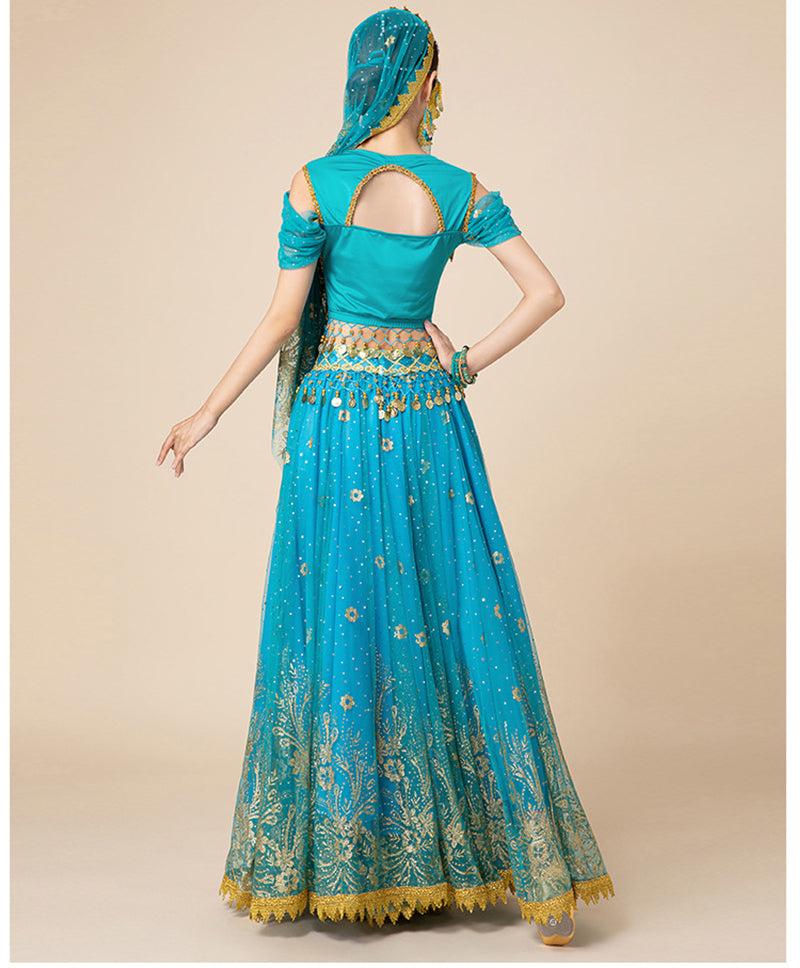 Dress For Women Belly Dance Indian Outfits Bollywood Dress Costume Set Party Cosplay Festival Performance Embroidered Top Skirt