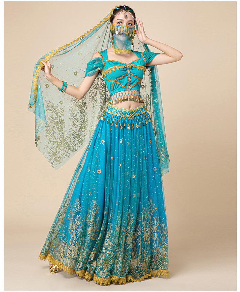 Dress For Women Belly Dance Indian Outfits Bollywood Dress Costume Set Party Cosplay Festival Performance Embroidered Top Skirt