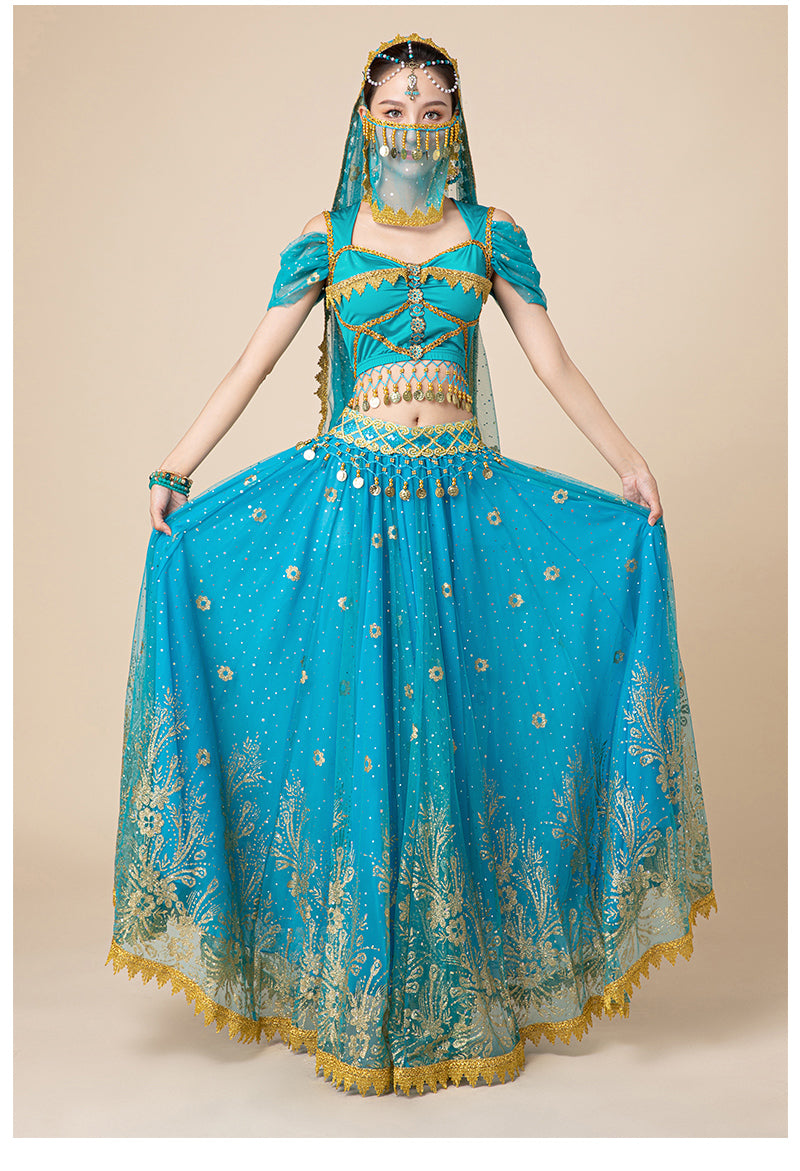 Dress For Women Belly Dance Indian Outfits Bollywood Dress Costume Set Party Cosplay Festival Performance Embroidered Top Skirt