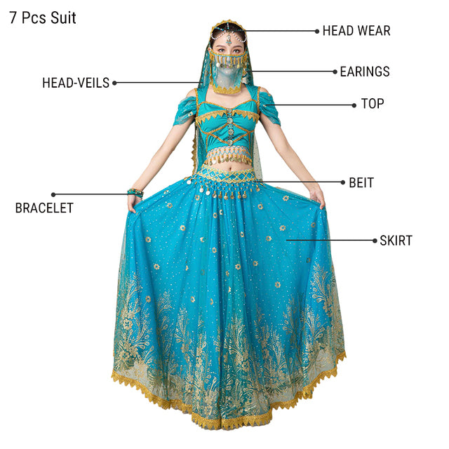 Dress For Women Belly Dance Indian Outfits Bollywood Dress Costume Set Party Cosplay Festival Performance Embroidered Top Skirt
