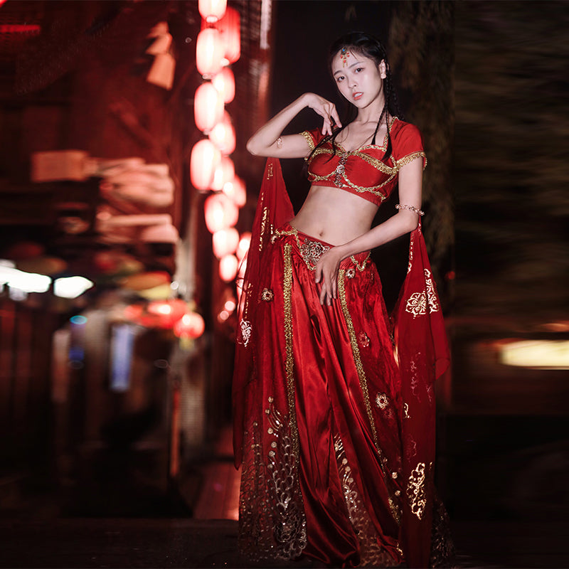 Exquisite Belly Dance Genie Jasmine Arabian Belly Dancer Princess Aladdin Fancy Dress Up Costume