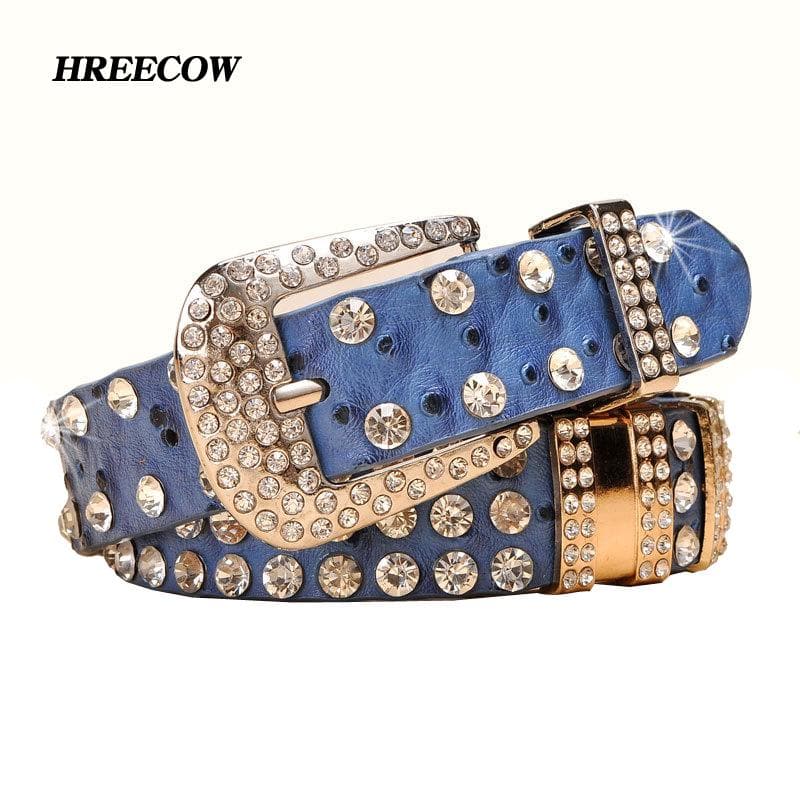 New Fashion Rhinestone belts for women Luxury Designer Genuine leather belt High quality Cow second layer skin strap female