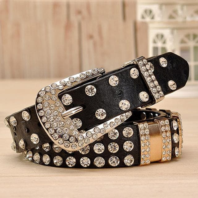 New Fashion Rhinestone belts for women Luxury Designer Genuine leather belt High quality Cow second layer skin strap female