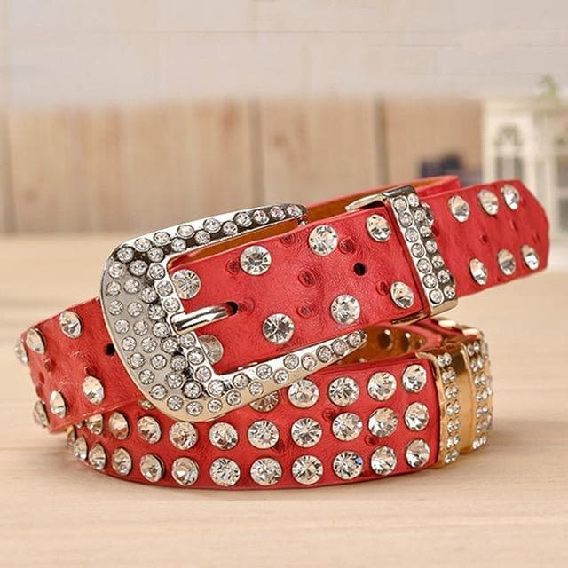 New Fashion Rhinestone belts for women Luxury Designer Genuine leather belt High quality Cow second layer skin strap female