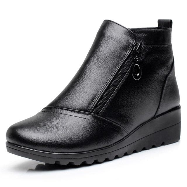 Genuine Leather Wedges Ankle Boots