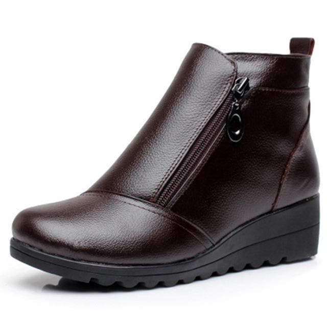 Genuine Leather Wedges Ankle Boots