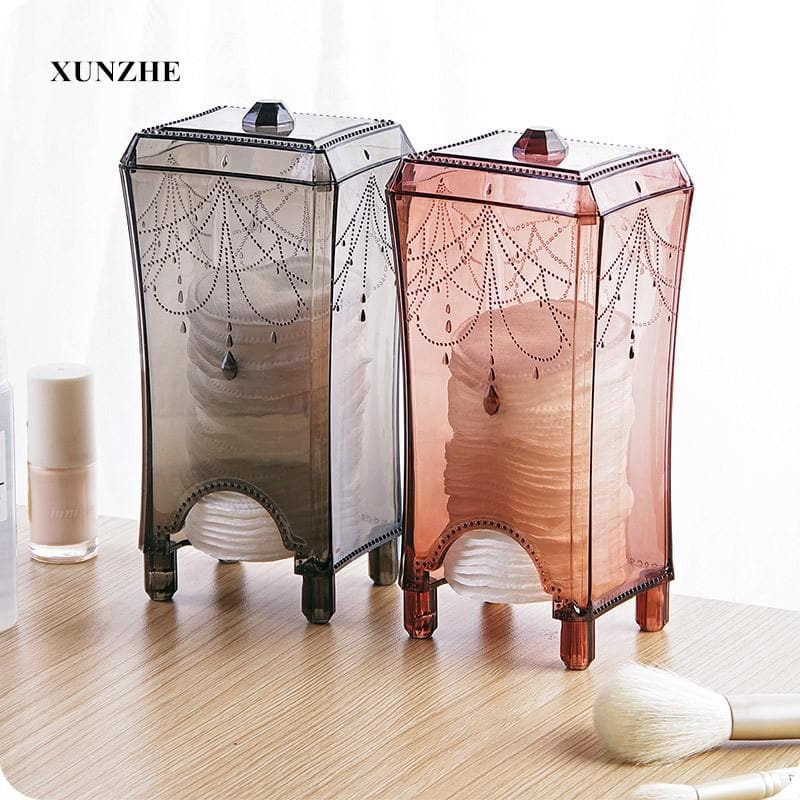 1Pcs Makeup Organizers make up cotton transparent plastic storage box container cosmetic remove makeup up Cotton organizer table